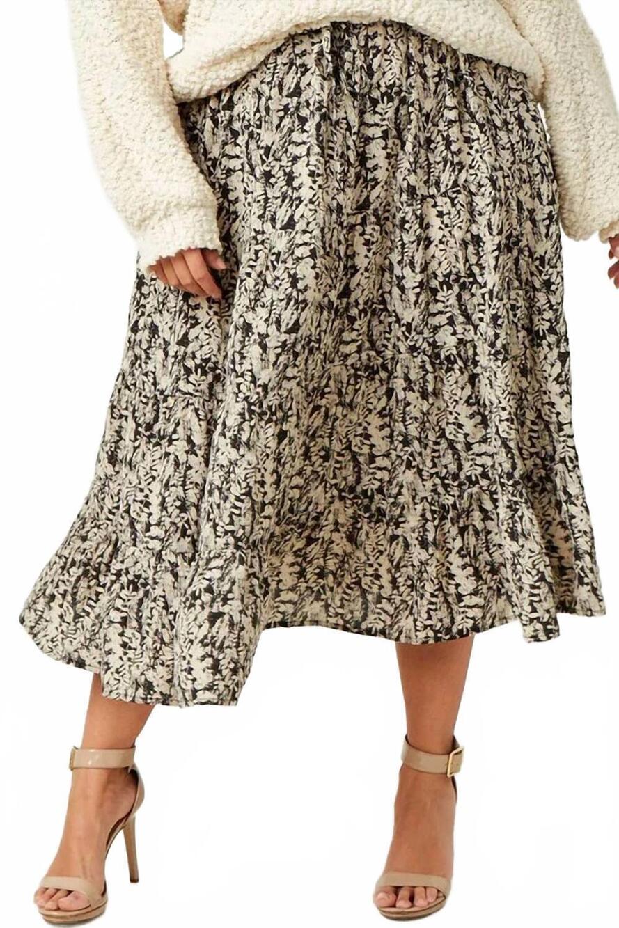 NEW KANCAN botanical beauty midi skirt - plus in black & cream